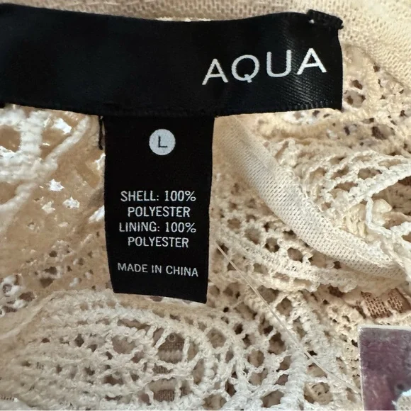 AQUA NWT Lace Tiered Mini Dress Size L Canvas Cottagecore Prairie Victorian Boho - Picture 13 of 16